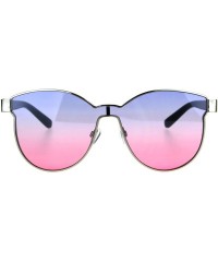 Shield Womens Trendy Chic Panel Shield Butterfly Designer Sunglasses - Silver Blue Pink - CD185HI0EEM $11.41