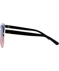 Shield Womens Trendy Chic Panel Shield Butterfly Designer Sunglasses - Silver Blue Pink - CD185HI0EEM $11.41