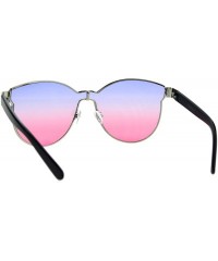 Shield Womens Trendy Chic Panel Shield Butterfly Designer Sunglasses - Silver Blue Pink - CD185HI0EEM $11.41