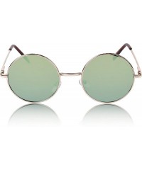 Round Round Sunglasses Circle Retro Hippie Flat Mirrored Lens Glasses UV400 - Green Mirrored Lens - CH18SCCTTHY $11.79