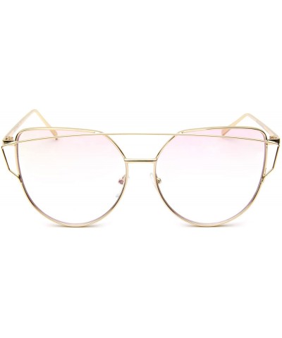 Cat Eye Sunglasses Cat Eye Fashion Mirror or Transparent Lens Love Punch Style - Large Clear/Pink - CU17YUECWCW $23.63
