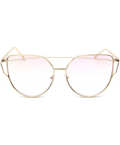 Cat Eye Sunglasses Cat Eye Fashion Mirror or Transparent Lens Love Punch Style - Large Clear/Pink - CU17YUECWCW $11.19