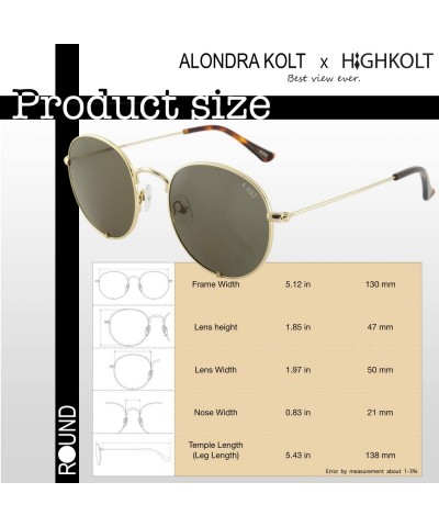 Rimless x HIGHKOLT The Round Sunglasses For Men and Women - Diff Vision UV400 Protection- 50mm AK2050 - C018NGGE3LN $35.10