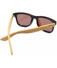 Square Handmade Bamboo Wood Sunglasses for Men and Women UV400 Driving Shades - Red - CV18SR04XZR $14.68