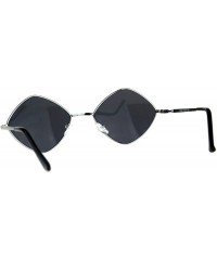 Square Diamond Shape Sunglasses Vintage Indie Fashion Shades Spring Hinge - Silver (Black) - CP18ENON373 $8.12
