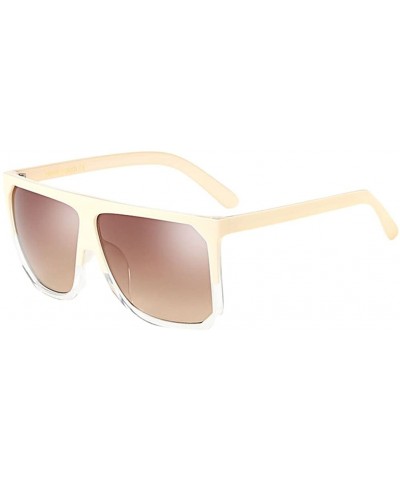 Square Classic Square Eyewear Mens Womens Stylish Driving Sunglasses Anti Glare - Beige - CI18CXGUZ7O $12.36