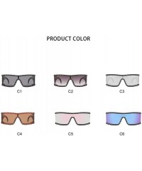 Square Oversize Square Rhinestones Sunglasses for Women and Men Unisex Vintage Flat Top Eyewear - C2 Gradient Gray - CW19843G...