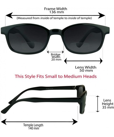 Square Bifocal Sunglasses Mens Motorcycle Riding Classic Square Plastic - Smoke Lens - CO11X3ABOGJ $12.84