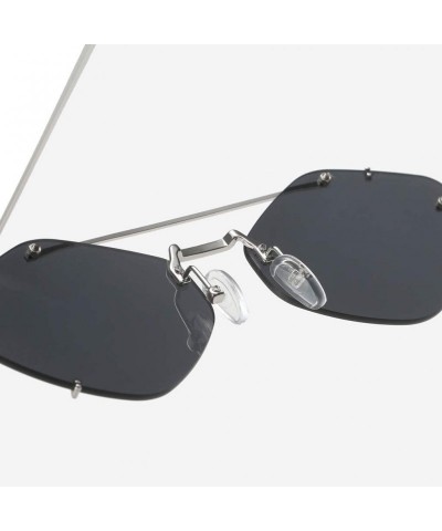 Rectangular Irregular Diamond Shape Flat Lens Mirrored Metal Frame Glasses Cat Eye Sunglasses - Black - C9196YY3Y5W $10.37