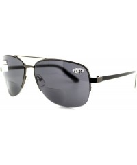 Aviator Bifocal Magnification Lens Sunglasses Mens Half Rim Aviator Tinted Reader - Gunmetal - C91854LYKZE $19.85