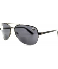 Aviator Bifocal Magnification Lens Sunglasses Mens Half Rim Aviator Tinted Reader - Gunmetal - C91854LYKZE $9.80