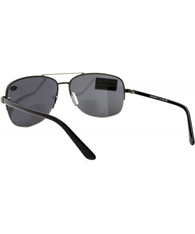 Aviator Bifocal Magnification Lens Sunglasses Mens Half Rim Aviator Tinted Reader - Gunmetal - C91854LYKZE $19.85
