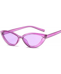 Round Cute Sexy Retro Cat Eye Sunglasses Women Small Black Transparent Pink Triangle Vintage Cheap Sun Glasses Uv400 - CB198A...