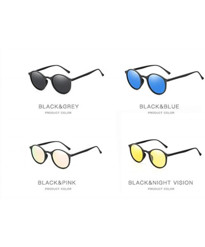 Goggle Night Vision Polarized Sunglasses Men Women Small Round Goggles Sun Glasses Driver Driving UV400 Eyewear - Yellow - CO...