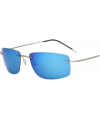 Rimless Sunglasses Frameless Pure Titanium Light Men'S Square Driving Mirror Polarized Sunglasses Sunshade Mirror - CU18X9TY7...