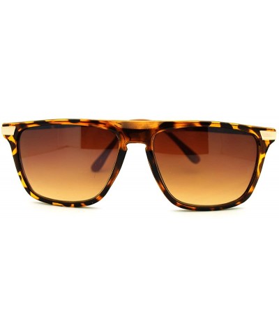 Square Flat Top Thin Square Frame Sunglasses Unisex Casual Fashion - Tortoise - CF1864QL8HX $19.05