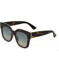 Cat Eye Large Classic Square Sunglasses for Women with Flat Lens UV400 Protection - Brown + Light Gradient - CO195Q0M7TL $25.61