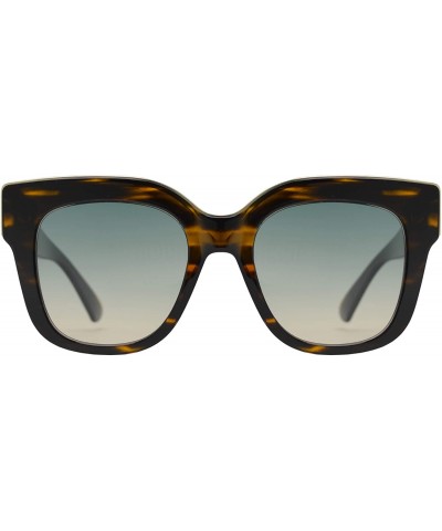 Cat Eye Large Classic Square Sunglasses for Women with Flat Lens UV400 Protection - Brown + Light Gradient - CO195Q0M7TL $25.61