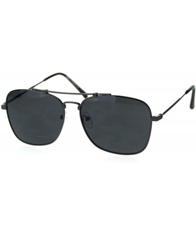 Square Mens Classic Rectangular Metal Wirerim Pilots Sunglasses - Black Smoke - CN18SYOD3ZG $12.59