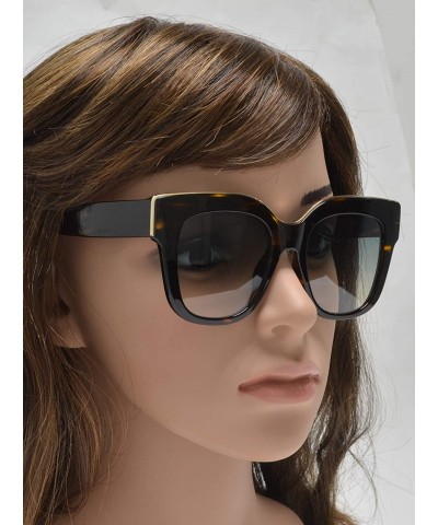 Cat Eye Large Classic Square Sunglasses for Women with Flat Lens UV400 Protection - Brown + Light Gradient - CO195Q0M7TL $25.61