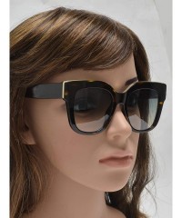 Cat Eye Large Classic Square Sunglasses for Women with Flat Lens UV400 Protection - Brown + Light Gradient - CO195Q0M7TL $25.61