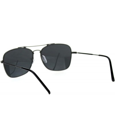 Square Mens Classic Rectangular Metal Wirerim Pilots Sunglasses - Black Smoke - CN18SYOD3ZG $12.59