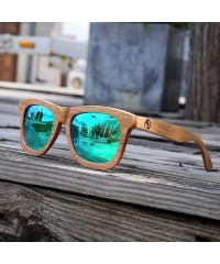 Oversized Wood Sunglasses- Polarized Bamboo Wooden Sunglasses Men Women in Engraved Box - Green - CG19C952HTC $20.20