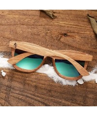 Oversized Wood Sunglasses- Polarized Bamboo Wooden Sunglasses Men Women in Engraved Box - Green - CG19C952HTC $20.20