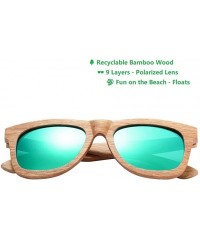 Oversized Wood Sunglasses- Polarized Bamboo Wooden Sunglasses Men Women in Engraved Box - Green - CG19C952HTC $20.20