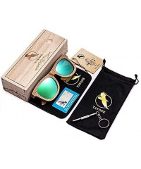 Oversized Wood Sunglasses- Polarized Bamboo Wooden Sunglasses Men Women in Engraved Box - Green - CG19C952HTC $20.20