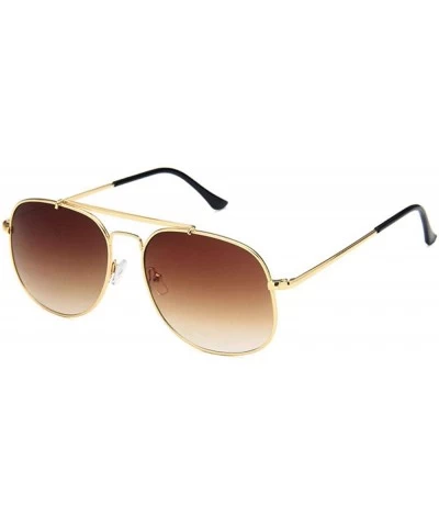 Oval Unisex Eyewear Metal Frame with Case UV400 Protection Couple Sunglasses - Gold Frame/Gradient Grey Lens - CS18WQHHR3Q $3...