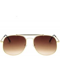 Oval Unisex Eyewear Metal Frame with Case UV400 Protection Couple Sunglasses - Gold Frame/Gradient Grey Lens - CS18WQHHR3Q $2...