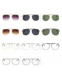 Oval Unisex Eyewear Metal Frame with Case UV400 Protection Couple Sunglasses - Gold Frame/Gradient Grey Lens - CS18WQHHR3Q $2...