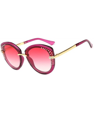 Aviator Fashion classic sunglasses - sunglasses women's anti-UV diamond sunglasses - E - CB18RT9DXO4 $74.69