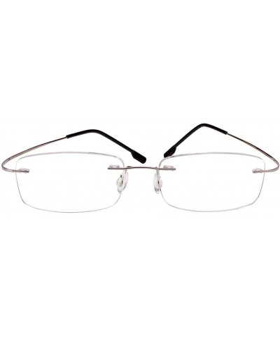 Square Memory Titanium Frameless Lightweight Reading Glasses Hingeless Flexibled Frames for Mens Womens - Silver - C418QRMIT0...