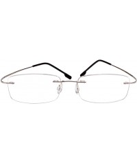 Square Memory Titanium Frameless Lightweight Reading Glasses Hingeless Flexibled Frames for Mens Womens - Silver - C418QRMIT0...