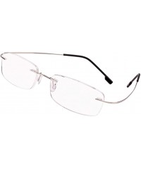 Square Memory Titanium Frameless Lightweight Reading Glasses Hingeless Flexibled Frames for Mens Womens - Silver - C418QRMIT0...