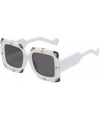 Oversized Oversized Sunglasses for Women Square Thick Frame Shiny Rhinestone Shades Polarized Eyewear UV Protection - D - CV1...