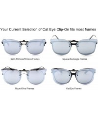 Cat Eye Polarized Cat Eye Clip On Sunglasses Over Prescription Glasses for Women UV Protection - Silver Flash - CL18QHK4AT5 $...