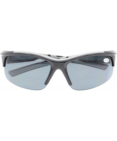 Sport Unisex Sports Bifocal Half Rimless Sunglasses For Running Fishing - Shiny Black - C218CKZCYN8 $40.07