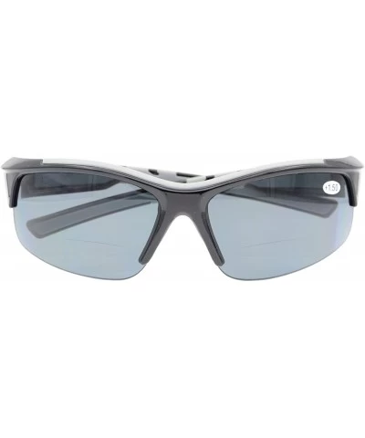 Sport Unisex Sports Bifocal Half Rimless Sunglasses For Running Fishing - Shiny Black - C218CKZCYN8 $40.07
