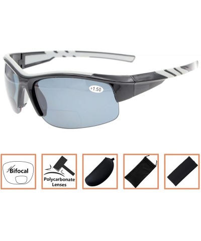 Sport Unisex Sports Bifocal Half Rimless Sunglasses For Running Fishing - Shiny Black - C218CKZCYN8 $20.56