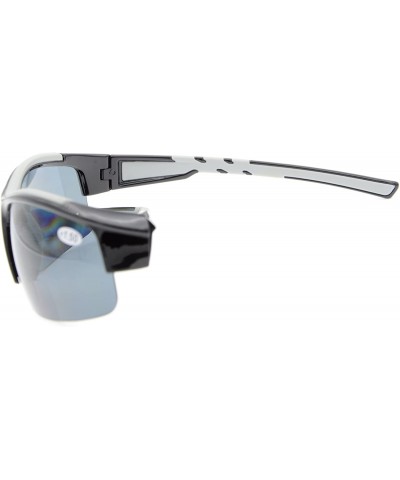 Sport Unisex Sports Bifocal Half Rimless Sunglasses For Running Fishing - Shiny Black - C218CKZCYN8 $20.56