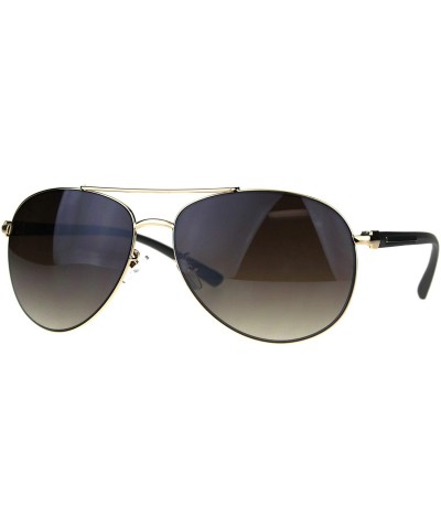 Oversized Designer Exposed Lens Officer Pilots Luxury Fashion Sunglasses - Gold Brown Smoke - C8189I432ZL $20.68