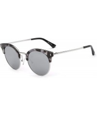 Cat Eye Women Half Frame Round Cat eye Fashion Sunglasses - Grey - CE18WU8ZKUK $17.19