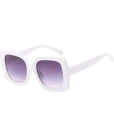 Square Unisex Sunglasses Fashion Bright Black Grey Drive Holiday Square Non-Polarized UV400 - White Grey - CI18RI0SC4H $17.39
