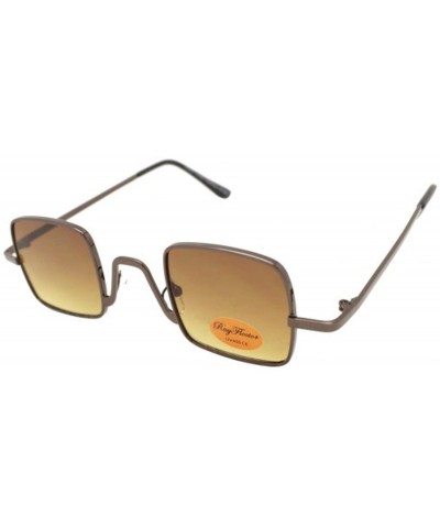 Square Small Metal Square Sunglasses - Brown Frame/Brown Lens - CW199U5I0WI $18.65
