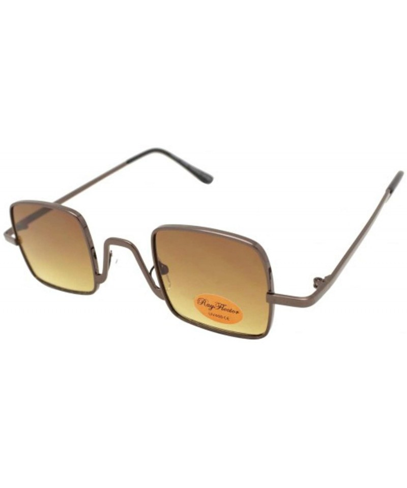 Square Small Metal Square Sunglasses - Brown Frame/Brown Lens - CW199U5I0WI $18.65