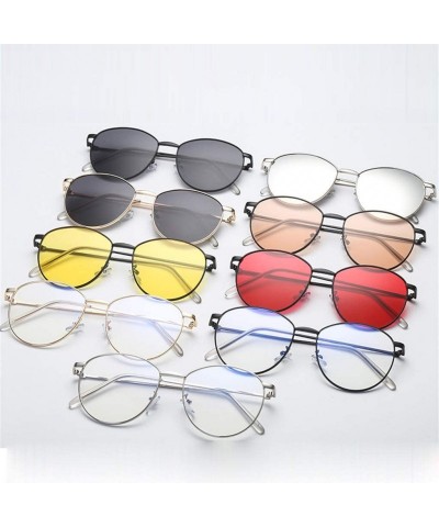 Butterfly Unisex Classic Oval Shape Vintage Metal Full Frame Sunglasses Retro Glasses - E - CA196QWN7XK $16.15
