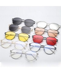 Butterfly Unisex Classic Oval Shape Vintage Metal Full Frame Sunglasses Retro Glasses - E - CA196QWN7XK $16.15